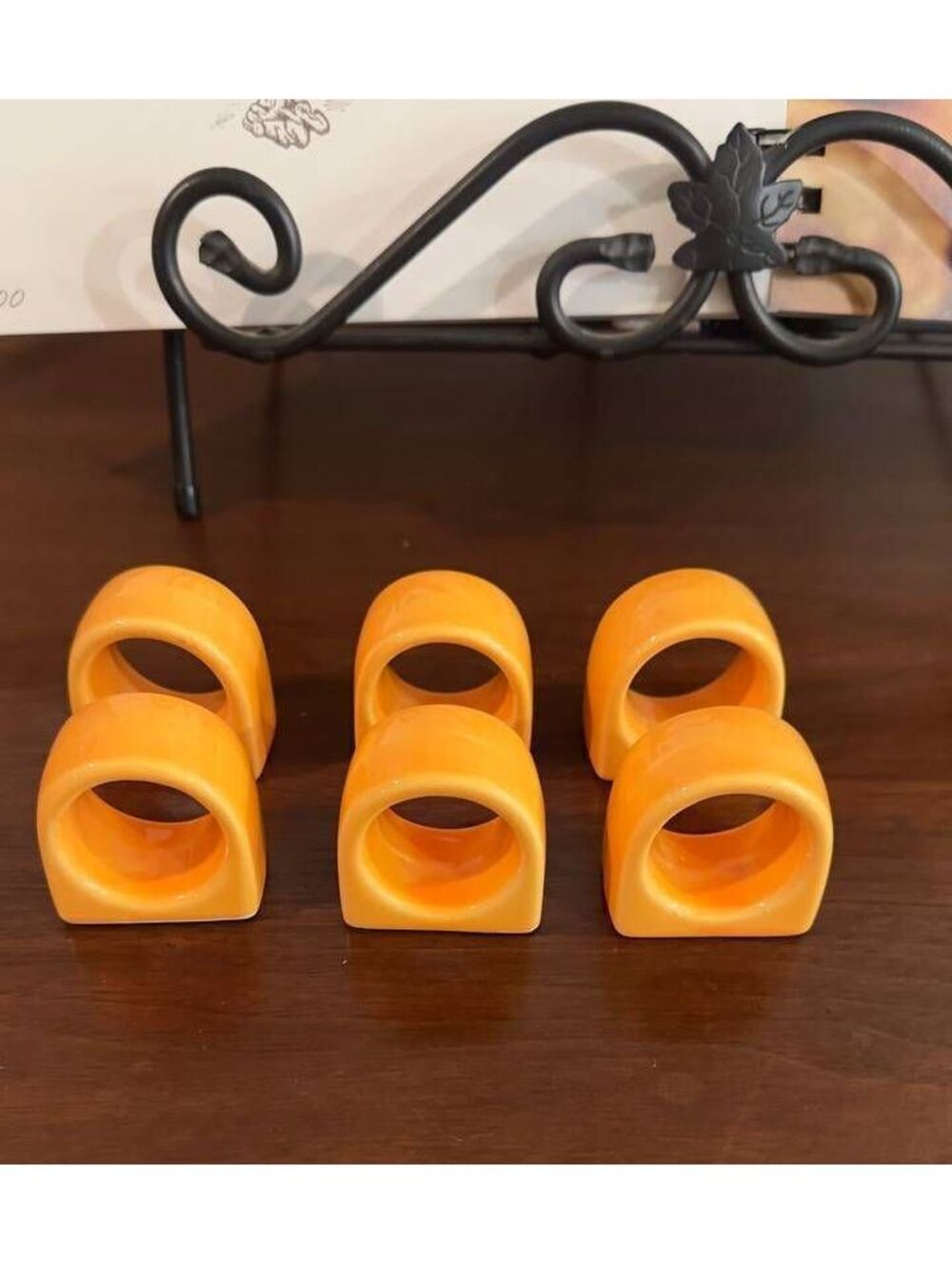 Vintage Yellow Ceramic Napkin Rings Set of 6 Retro MCM Pier 1 Table Decor